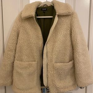 Topshop cream Sherpa zip up jacket